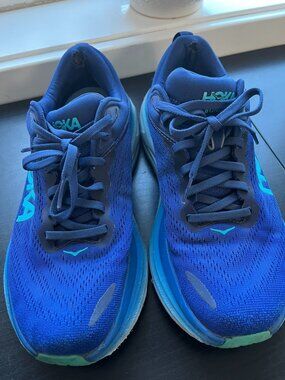 HOKA Bondi 8 Women’s Running Shoes Blue/White US 8 D Lace-Up Mesh *READ*